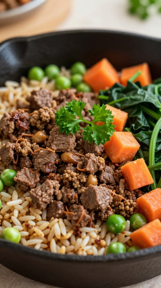 Beef, Brown Rice & Spinach Power Mix