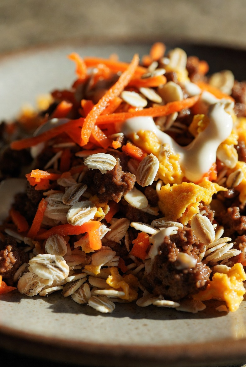 Beefy Carrot & Oat Breakfast Scramble