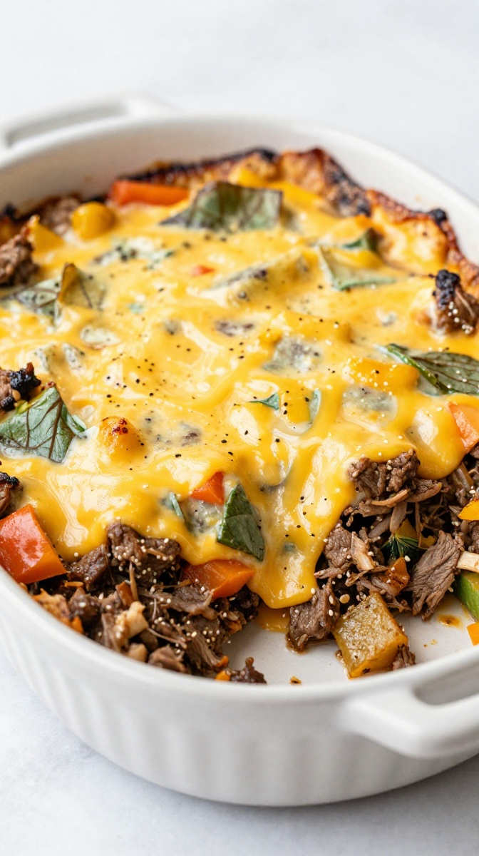 Cheesy Beef & Veggie Casserole (Yes, a Little Cheese Is Fine)