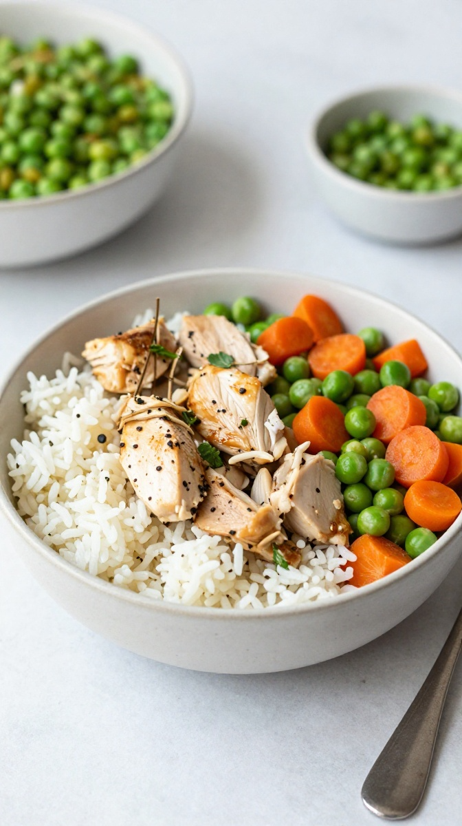 Chicken, Rice, Peas & Carrots Bowl
