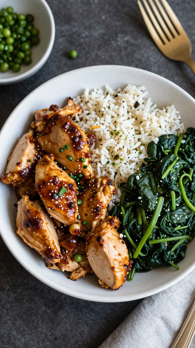 Chicken, Rice & Spinach Bowl
