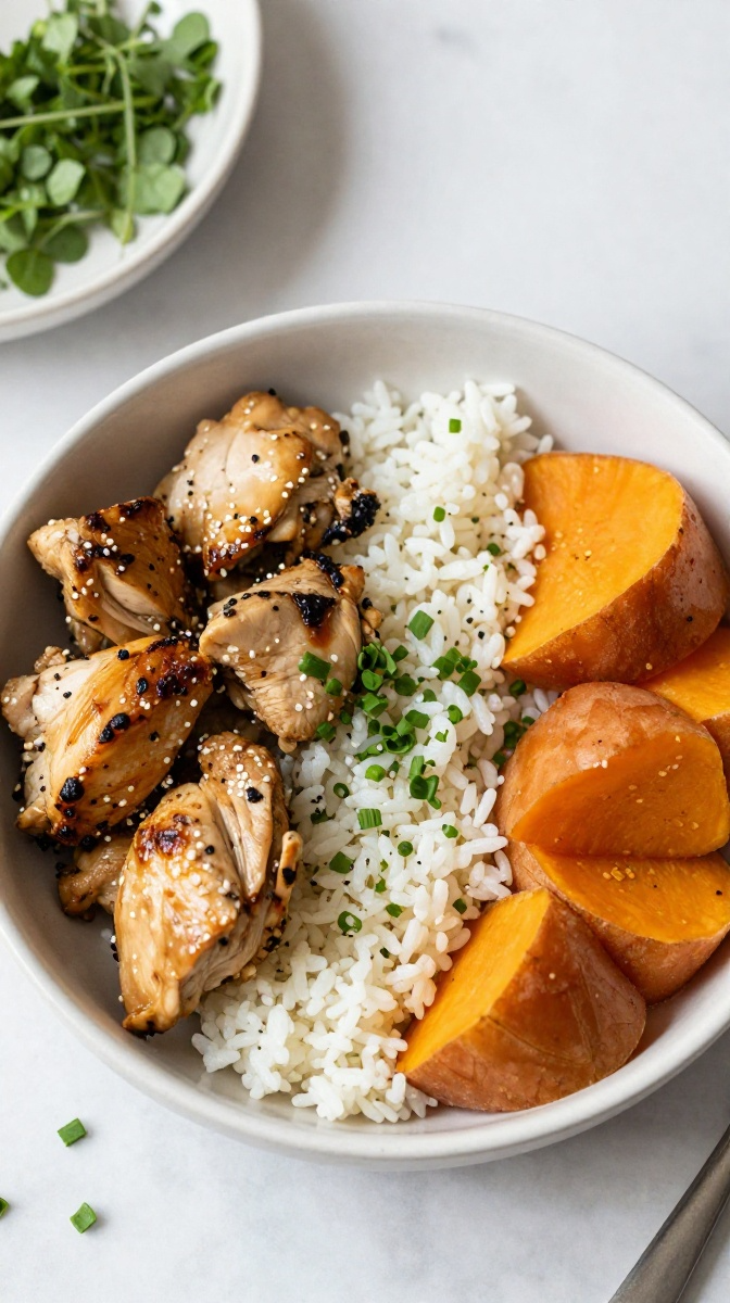 Chicken, Rice & Sweet Potato Bowl