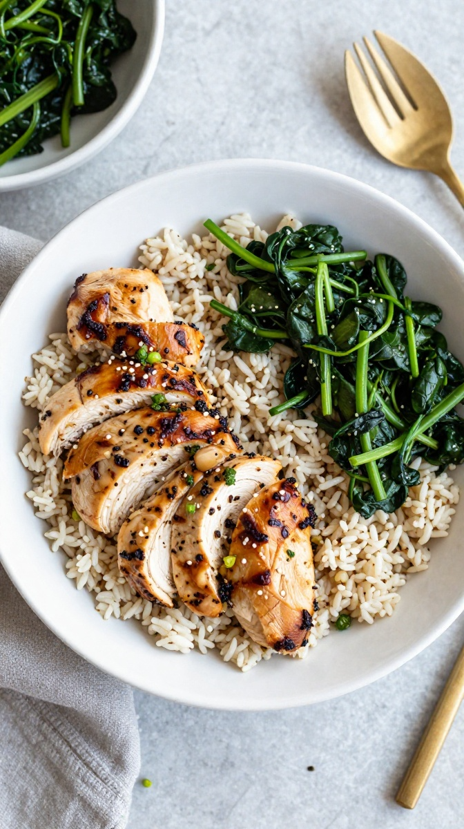 Chicken & Spinach Rice Bowl (Extra Greens)
