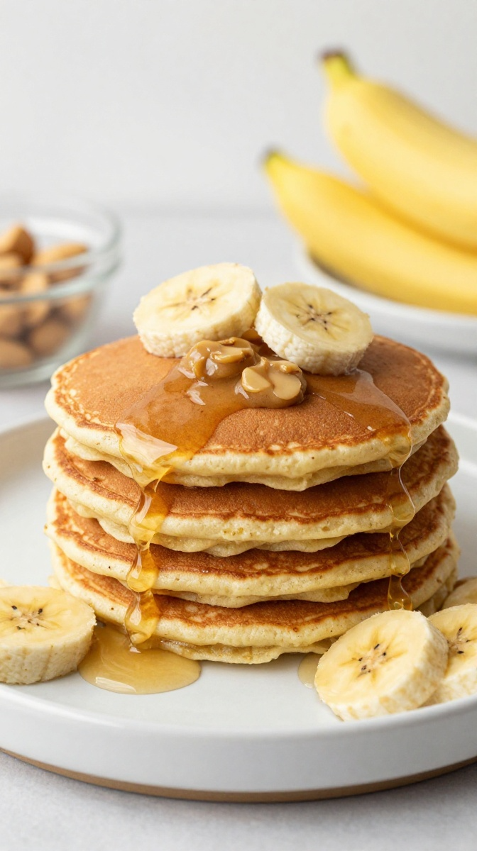 Classic Banana Peanut Butter Pancakes
