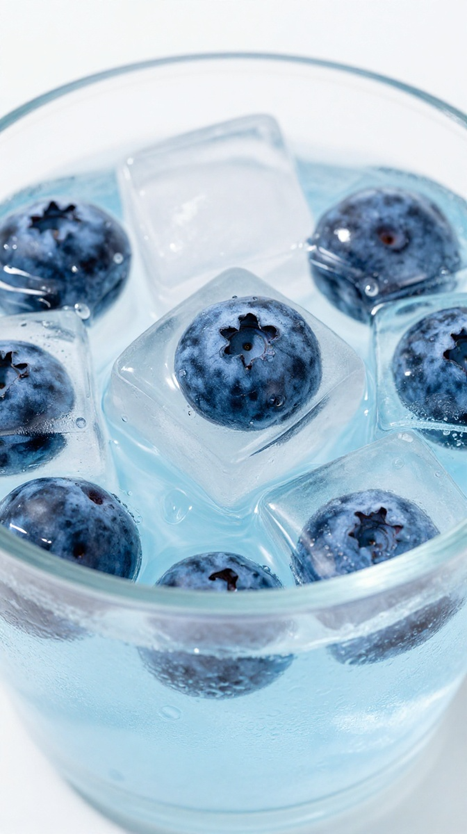 Coconut Water Blueberry Ice Cubes