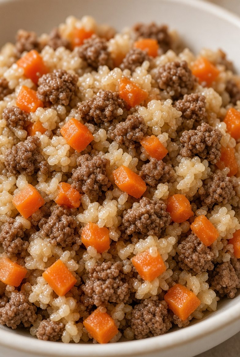 Lean Beef & Rice (Boiled & Drained)