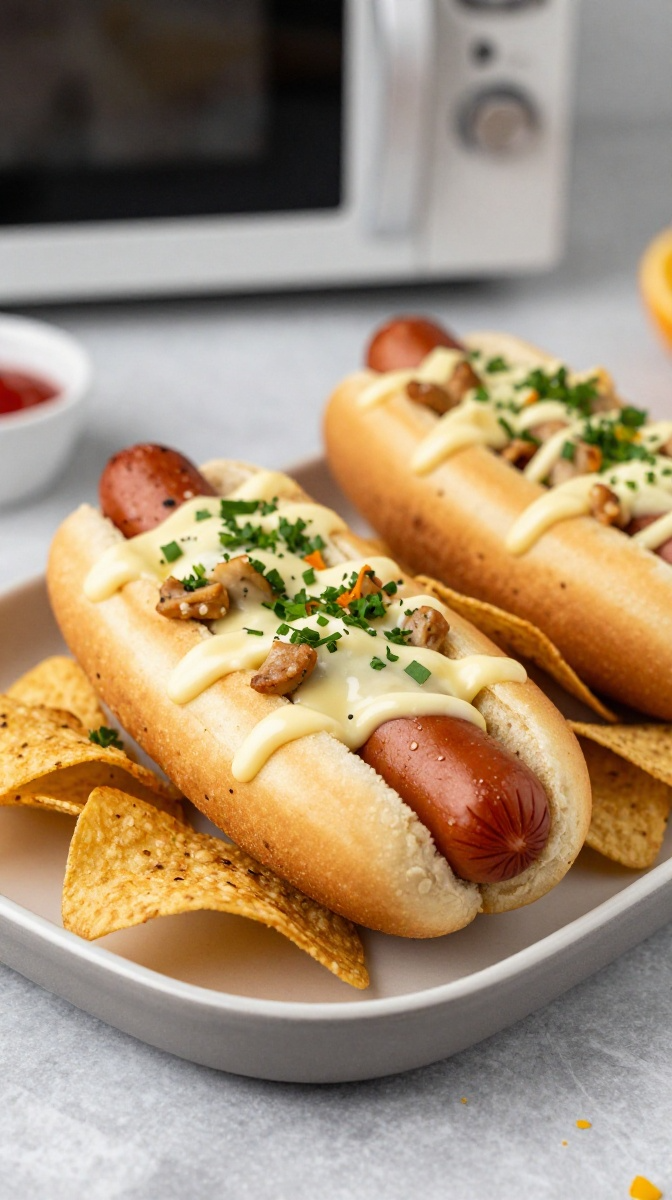 Microwave Baked Hot Dog Nachos