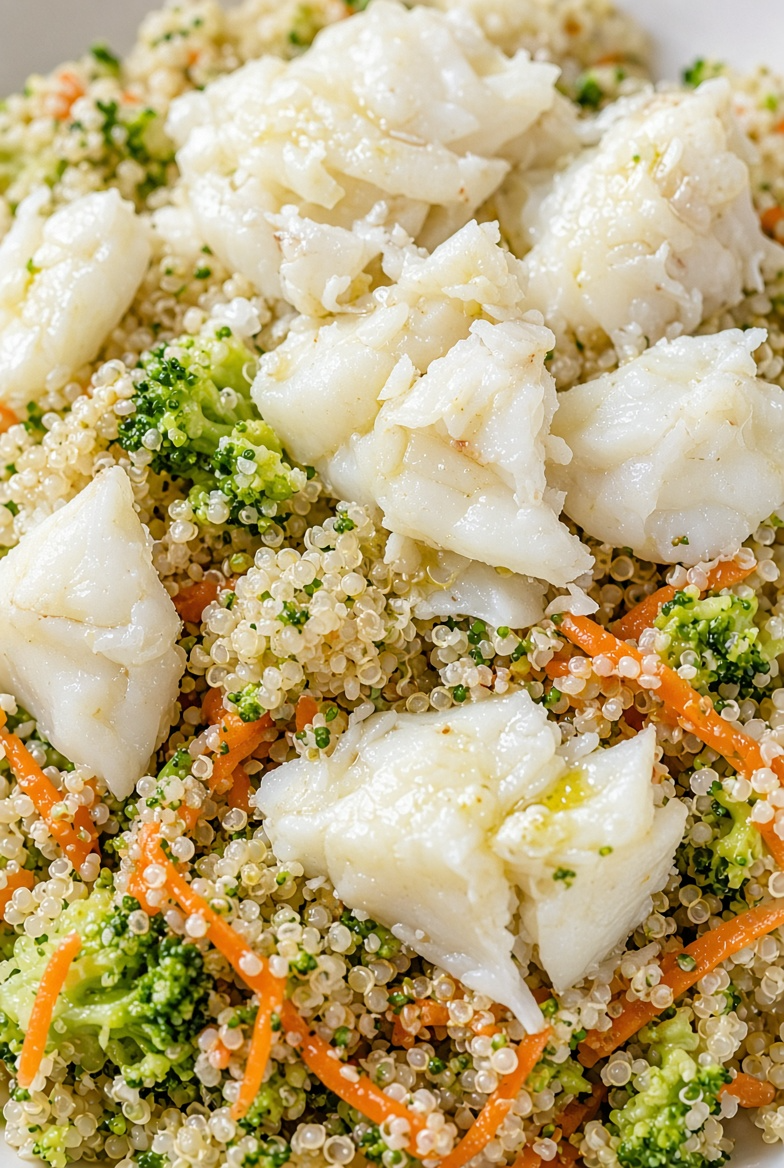 Quinoa Broccoli White Fish Bowl