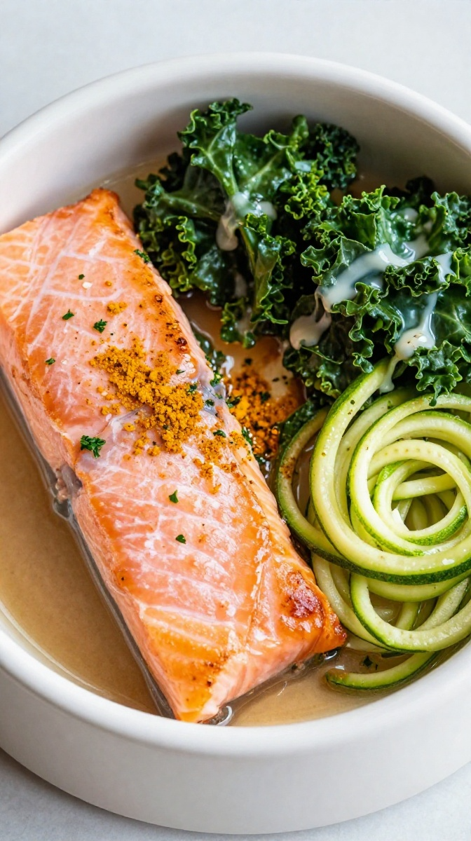 Salmon & Zucchini Noodle Bowl