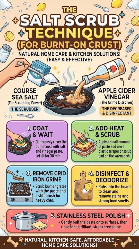 The Salt Scrub Technique (For Burnt-On Crust)