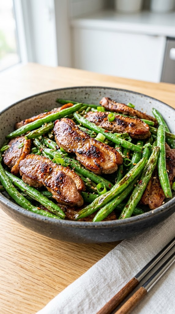 Air-Fryer Duck & Green Bean Stir-Fry