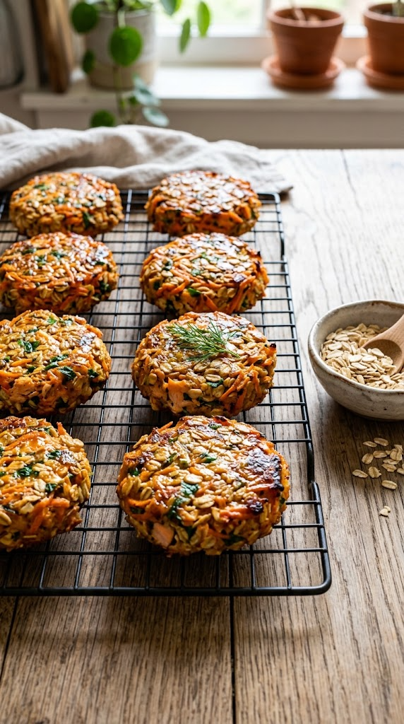 Air-Fryer Salmon & Pumpkin Cakes with Oats