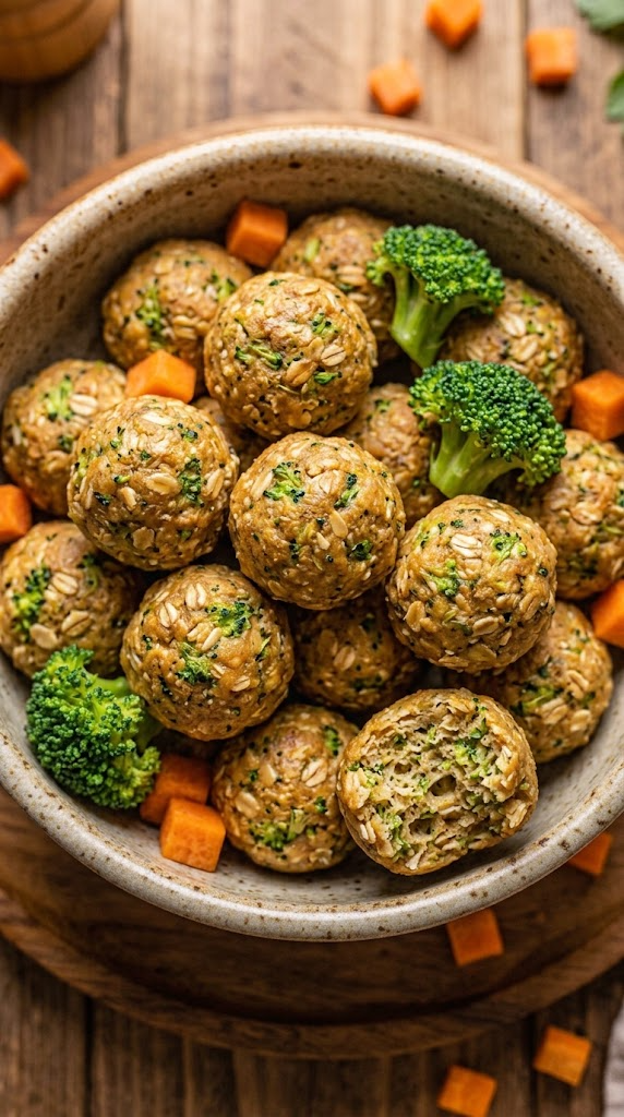 Baked Beef & Broccoli Meatballs with Oats