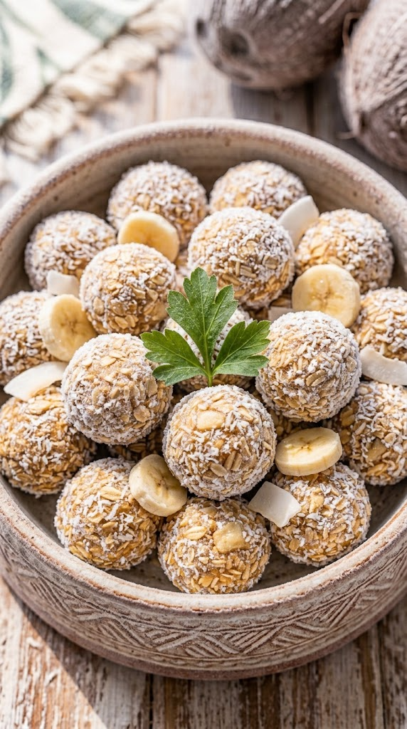 Banana Oat Energy Balls with Coconut