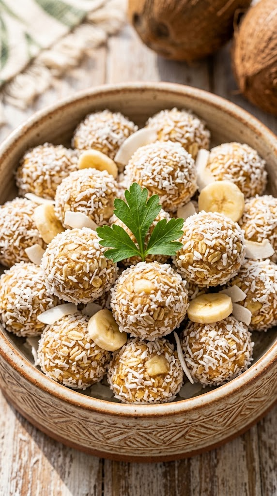 Banana Oat Energy Balls with Coconut