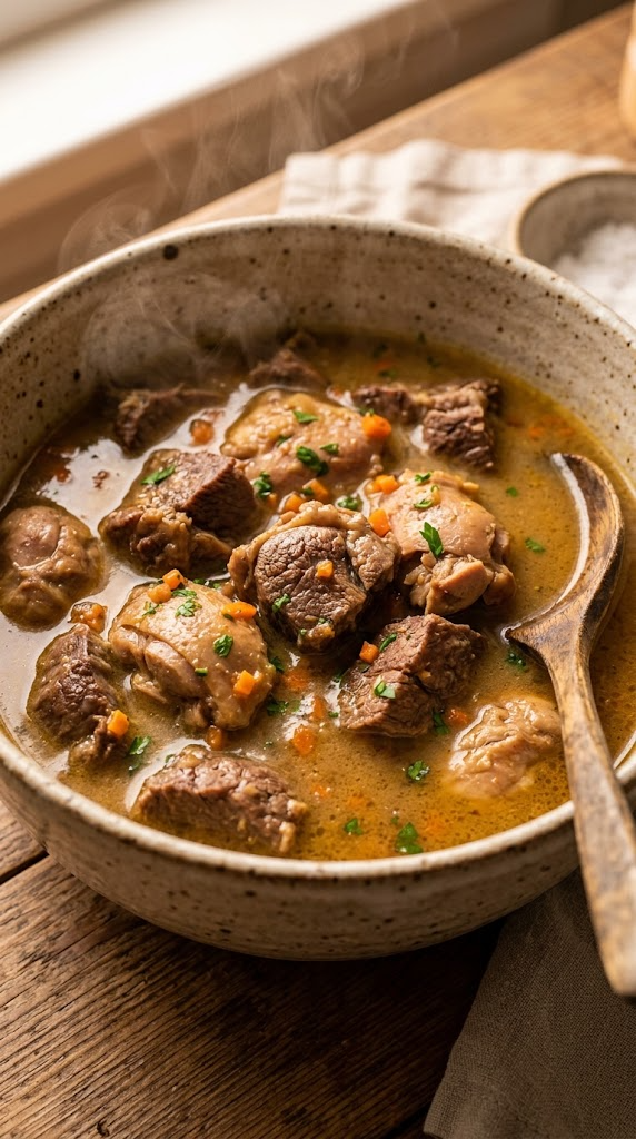 Beef Heart & Chicken Thigh Stew (Comfort in a Bowl)