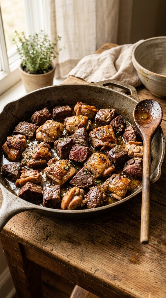 Classic Beef Heart & Chicken Thigh Skillet