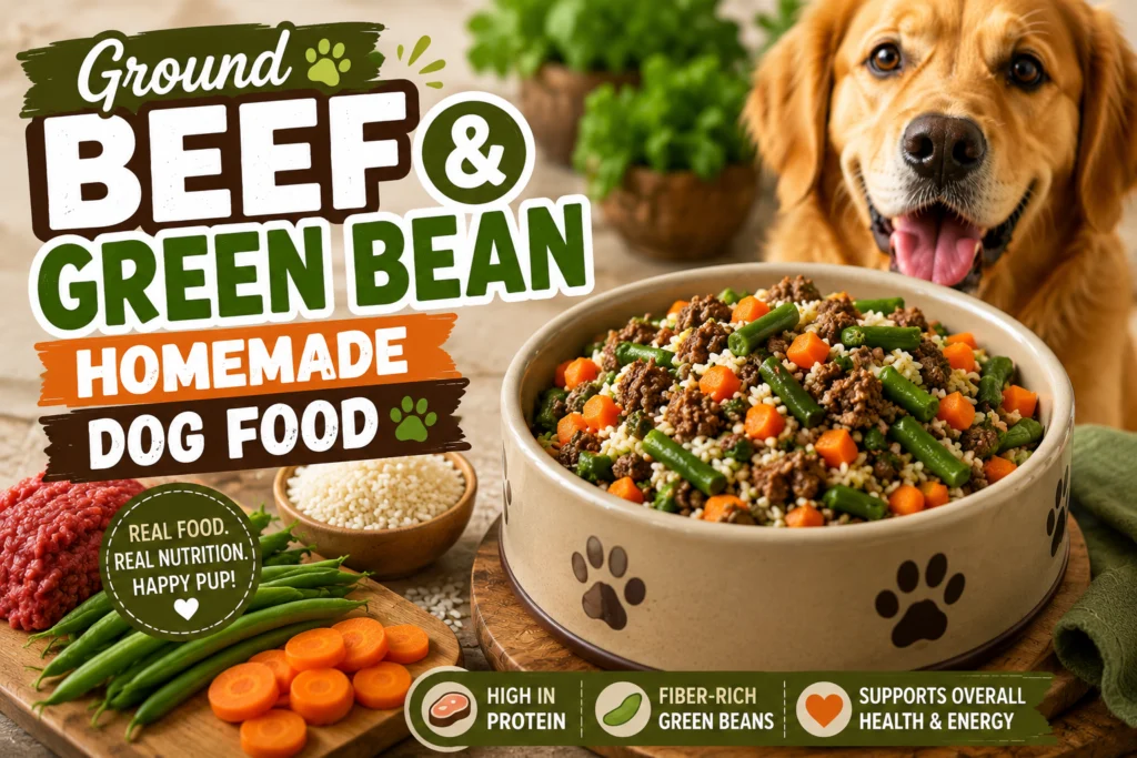 Ground Beef & Green Bean Homemade Dog Food
