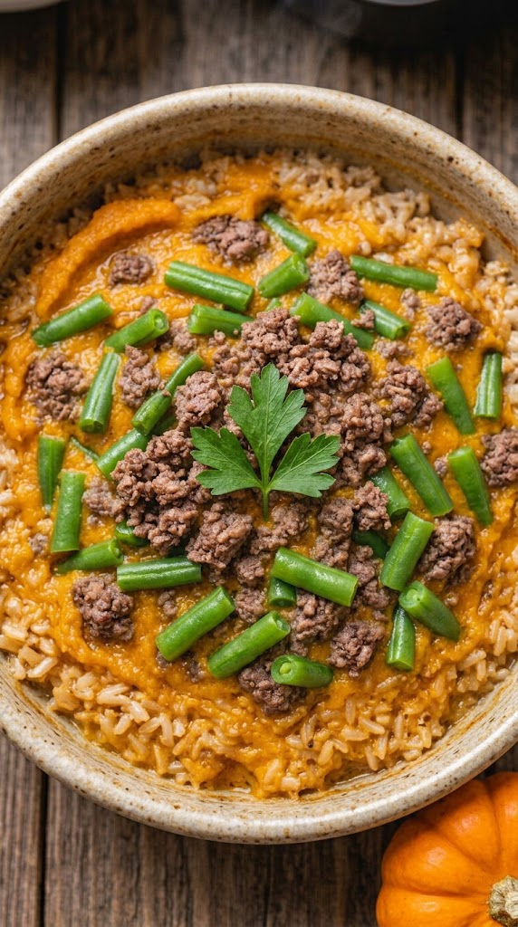 Ground Beef, Green Bean & Pumpkin Super Bowl