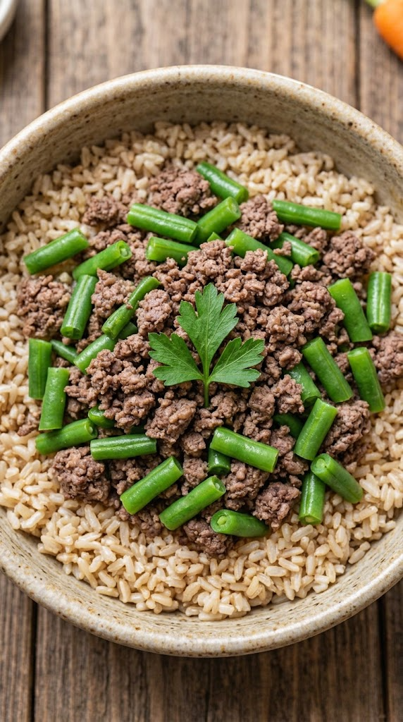 Ground Beef, Green Beans & Brown Rice Dinner