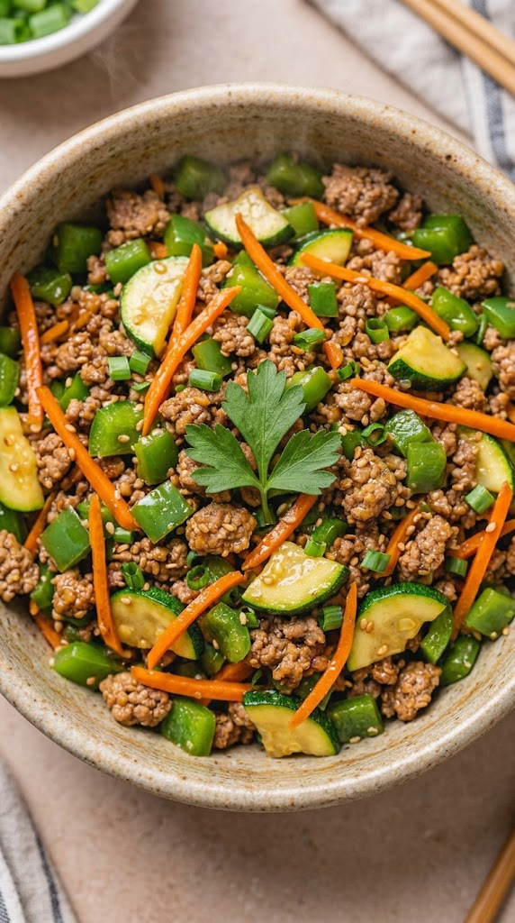 Quick Ground Beef & Veggie Stir-Fry