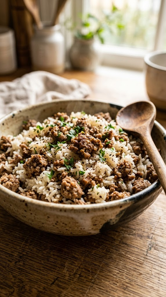 Simple Simmered Lamb & Rice Bowl