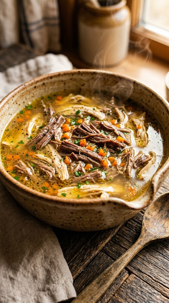 Soothing Beef & Chicken Broth with Shredded Meat
