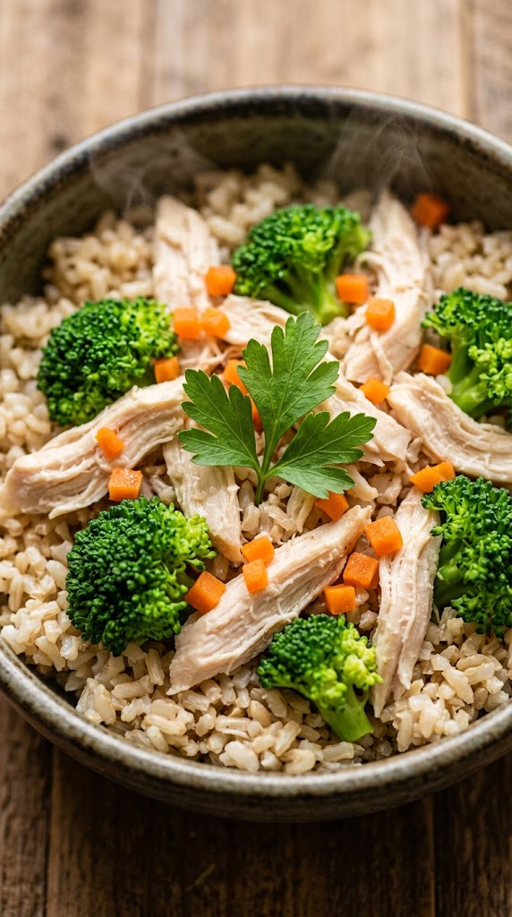 Steamed Chicken & Broccoli Bowl with Brown Rice